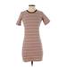 Topshop Casual Dress - Mini Crew Neck Short sleeves: Pink Print Dresses - Women's Size 4
