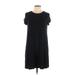 Susana Monaco Casual Dress - Shift Crew Neck Short sleeves: Black Print Dresses - Women's Size Large