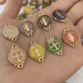 Ensemble de perles de connecteur de charme religieux pendentif en dentelle multicolore médaille