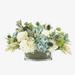 Creative Displays, Inc. Mixed Floral Arrangement w/ Hydrangeas, Thistle & Protea Polysilk, Glass | 19 H x 25 W x 17 D in | Wayfair CDFL5675