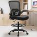Inbox Zero Mesh Drafting Chair Upholstered/Mesh in Gray/Blue/Black | 35 H x 25.2 W x 25.2 D in | Wayfair 679BFD21BA0D425B96D225CBF6178D70