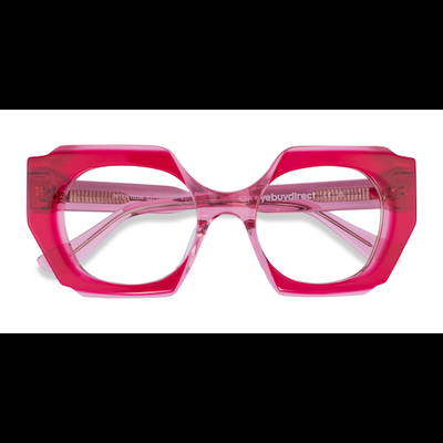 Female s square Crystal Red Pink Acetate Prescription eyeglasses - Eyebuydirect s Intention