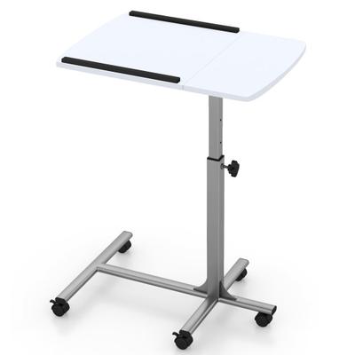 Costway Adjustable Angle Height Rolling Laptop Table-White