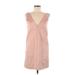 Zara Basic Casual Dress - Shift V Neck Sleeveless: Pink Solid Dresses - Women's Size Small