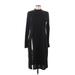 Shein Casual Dress - Midi High Neck 3/4 sleeves: Black Print Dresses - Women's Size Medium