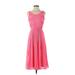 Alice + Olivia Casual Dress - Midi Scoop Neck Sleeveless: Pink Print Dresses - Women's Size 0