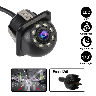 Weitwinkel-Rückfahr kamera 8 LED-Park überwachung Auto Infrarot Nachtsicht Auto Park hilfe 170 ° Auto Rückfahr kamera