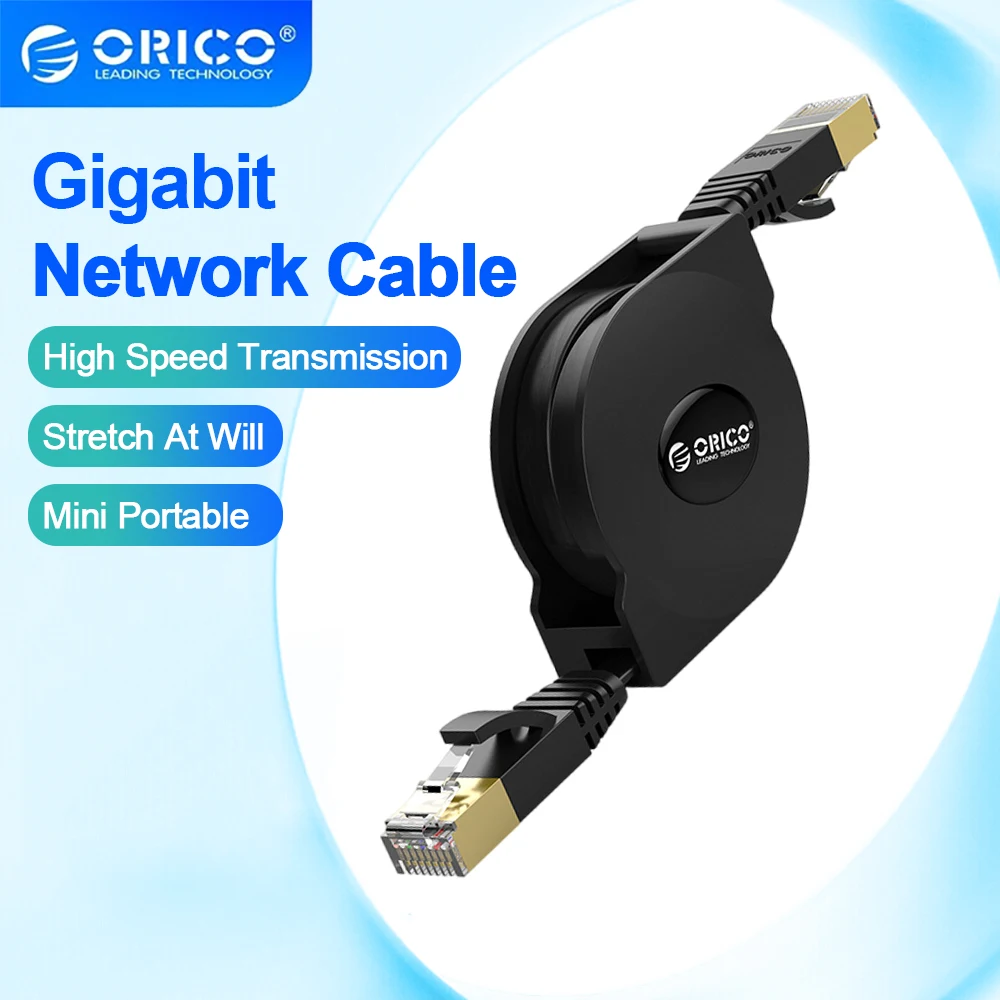 Orico gigabit netzwerk kabel tragbares einziehbares ethernet lan internet netzwerk kabel für laptop router netzwerk kabel 1000mbps 2m Image