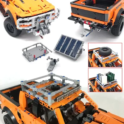 Fit für Pickups F-150 Raptor 42126 Ziegel Set Auto Moc Anhänger Anhänger kupplung Kran Plattform Image