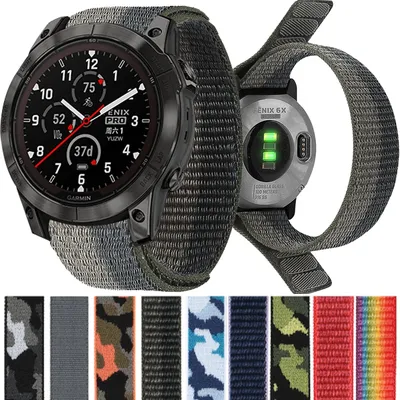 26 22mm Hakenschlaufe Nylonarmband für Garmin Fenix 7 7X 6X 6 Pro 5 5X Plus 3 HR Smart Watch Image