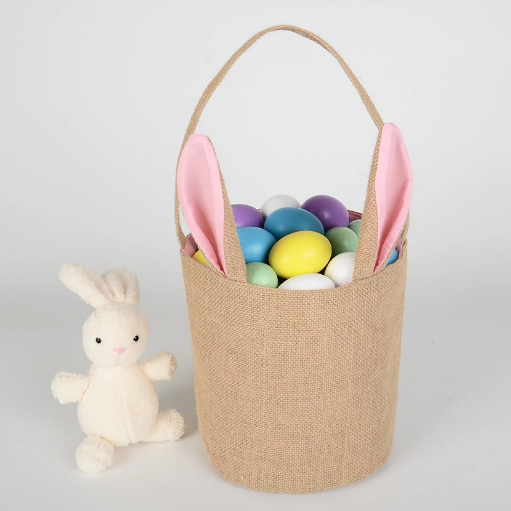 Glückliche Ostern Cartoon Hasen ohren Korb Süßigkeiten Tasche Ostertag Dekoration Kinder Eier Spielzeug Lagerung Handtasche festliche Party Einkaufstasche Image