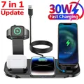 7 in 1 30W Ruota Supporto per caricabatterie wireless per iPhone Samsung Xiaomi Apple Watch 8 7 6 Airpods Pro Stazione dock di ricarica rapida
