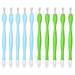 Set of 10 tools for pushing the cuticle Silicone handle Green/Blue