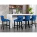 4pcs Blue Velvet Wing-Back Barstools Button Tufted Bar Stools with Foorest and Nailhead Trim, Modern Home Bar Table Stools Chair