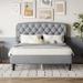 Full Size Platform Bed with Button Tufting Adjustable Headboard