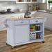 Natural Wood Top Kitchen Island with Storage Cabinet, Kitchen Cart with Two Large Drawers, Adjustable Shelves and Sturdy Casters