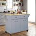 Natural Wood Top Kitchen Island with Storage Cabinet, Kitchen Cart with Two Large Drawers, Adjustable Shelves and Sturdy Casters