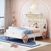 Sweet Horse-Drawn Carriage Styling Car Bed, Twin Size Canopy Princess Carriage Bed, 3D Golden Carving Pattern and Wheels Decor