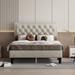 King Size Platform Bed with Adjustable Button-Tufted Headboard