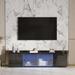 TV Stand, with LED Remote Control Lights, Roof Gravel Texture, UV Drawer Panels, Sliding Doors - 62.99" L x 13.78" W x 15.75" H
