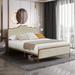 Queen Size Metal Platform Bed, Buckle Shaped Headboard