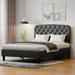 Queen Size Platform Bed with Button Tufting Adjustable Headboard