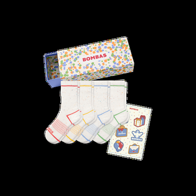 Youth Confetti Calf Sock 4-Pack Gift Box - Mango Blue Mix - Y - Bombas