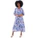 Plus Size Women's V-Neck Tiered Midi Dress by ellos in Pale Periwinkle Floral (Size 22/24)