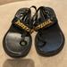 Gucci Shoes | Gucci Sylvie Chain Thong Leather Sandal Black | Color: Black | Size: 39