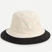 J. Crew Accessories | J. Crew Wide Brim Bucket Hat Women's Natural Black Colorblock | Color: Black/Cream | Size: Os