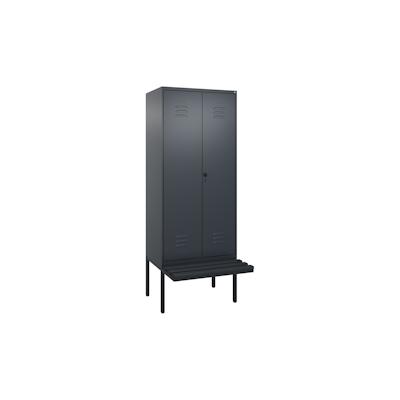 C+P Doppel-Spind Classic PLUS, Kunststoff schwebende Sitzbank, 2 Abteile, HxBxT 212x80x82cm, Sicherheitsdrehriegel, Anthrazit von PROREGAL Image