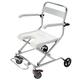 Folding Shower Chair, Heavy Duty Bath Chair with Arms & Back, Commode Toilet Chair with Wheels, Adjustable Height Bath Stool with Flip-up Footrest for Elderly Disabled