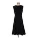 Ann Taylor Cocktail Dress - A-Line High Neck Sleeveless: Black Solid Dresses - Women's Size 0