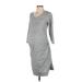 Liz Lange Maternity Casual Dress Scoop Neck 3/4 sleeves: Gray Solid Dresses - Women's Size X-Small