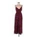 She's Cool Casual Dress - Midi V Neck Sleeveless: Burgundy Dresses - Women's Size Medium