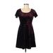Forever 21 Casual Dress - A-Line Scoop Neck Short sleeves: Burgundy Print Dresses - Women's Size Medium