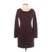 Athleta Casual Dress - Sheath Scoop Neck Long sleeves: Purple Print Dresses - Women's Size X-Small