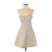 Jessica Simpson Cocktail Dress - A-Line Open Neckline Sleeveless: Gray Print Dresses - Women's Size 1