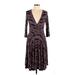 Pretty Young Thing Casual Dress - Wrap: Black Print Dresses - Women's Size Large