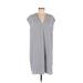 H&M Casual Dress - Shift V Neck Short sleeves: Blue Dresses - Women's Size 6