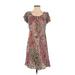 SONOMA life + style Casual Dress - A-Line Scoop Neck Short sleeves: Brown Paisley Dresses - Women's Size Small - Print Wash