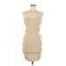 Wow Couture Cocktail Dress - Bodycon Sweetheart Sleeveless: Tan Solid Dresses - Women's Size Medium