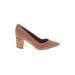 Marc Fisher Heels: Slip-on Chunky Heel Minimalist Tan Print Shoes - Women's Size 7 - Pointed Toe