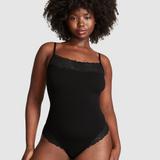 Women's PINK Wink Seamless Rib Lace-Trim Bodysuit