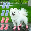 4 pz/set scarpe da pioggia per cani da compagnia scarpe da gatto impermeabili antiscivolo stivali di