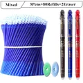 85 pz/set penna Gel cancellabile Set 3 penne 80 ricariche 2 gomma 0.38mm blu nero rosso inchiostro