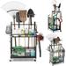 Garden Tool Organizer Garage Storage 3-Tier Garden Tool Storage Rack with Wheels for Rakes Shovels Metal Yard Tool Organizer for Garage Shed Outdoor Black