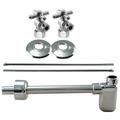 Westbrass D19103BXK-26 1/2 IPS Cross Handle Angle Stop Complete Pedestal Sink Installation Kit with 1-1/4 Euro Flat Trap Polished Chrome