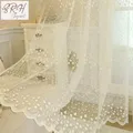 Französische beige Spitze, Blumenstickerei, transparente Tüllvorhänge für Wohnzimmer, Schlafzimmer,
