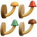 4pcs Coat Hooks Wall Mounted Wooden Cartoon Mushroom Molding Wall Hooks